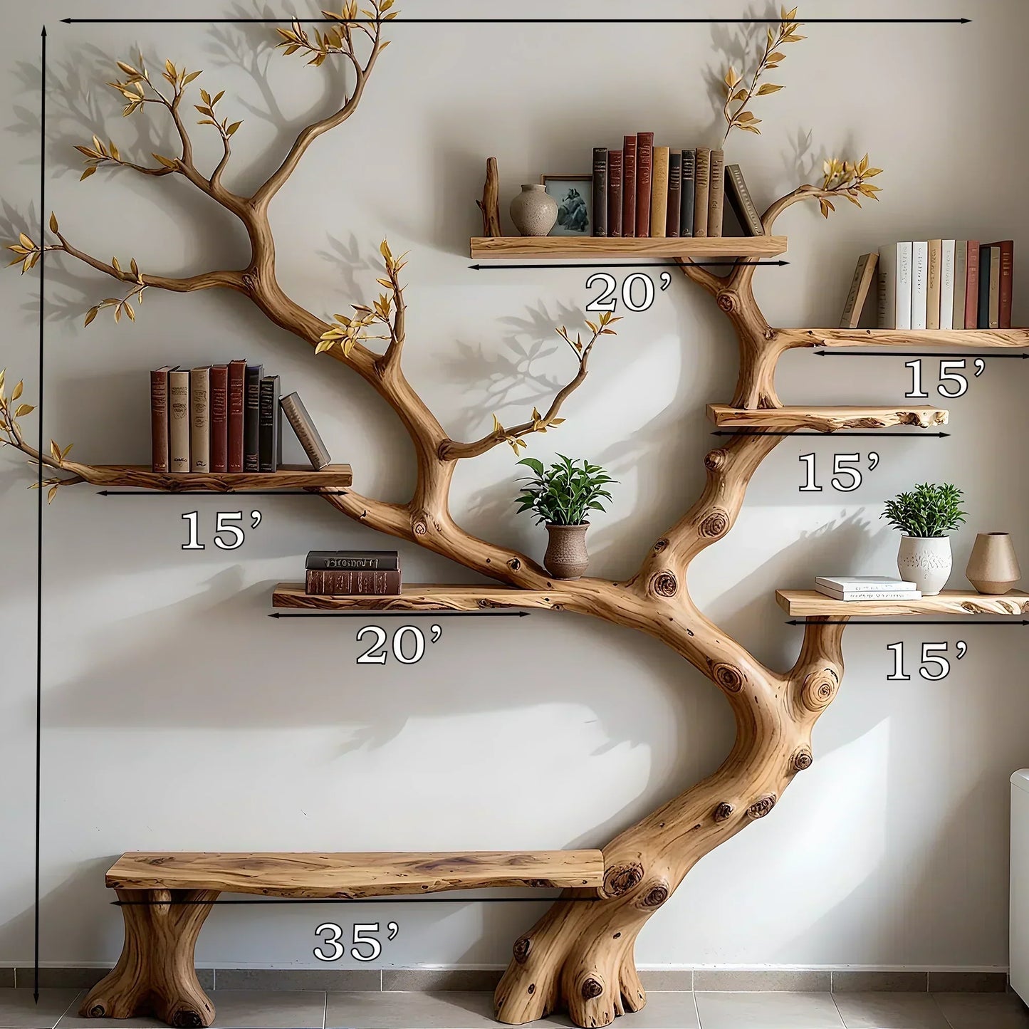 Tree Bookshelf – Unique Wooden Branch Design for Home Decor