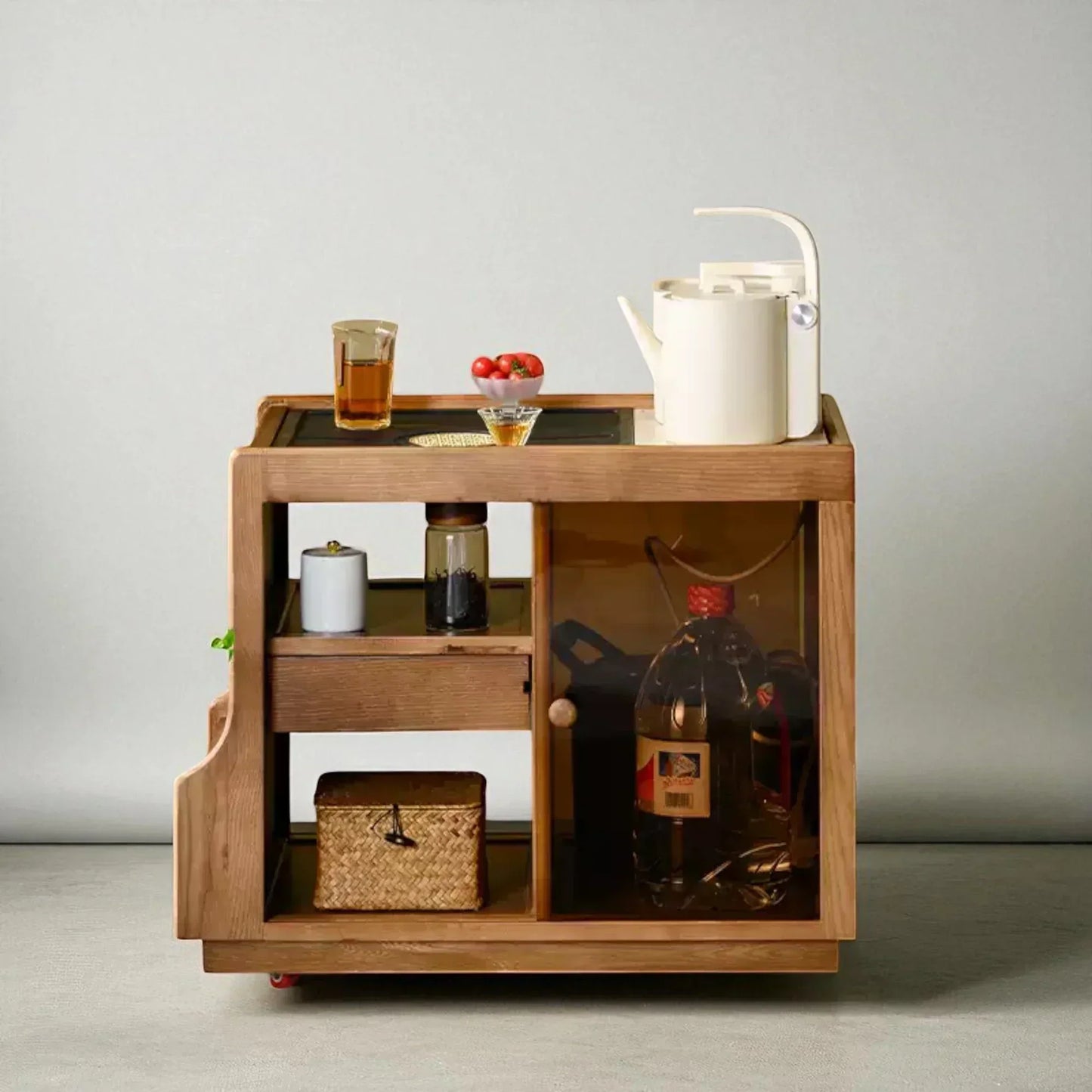 Japanese Wabi-Sabi Wooden Tea Cabinet - Rustira