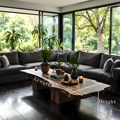 Large Rustic Coffee Table Made from Recycled Solid Wood Handcrafted Furniture Custom Live Edge Table