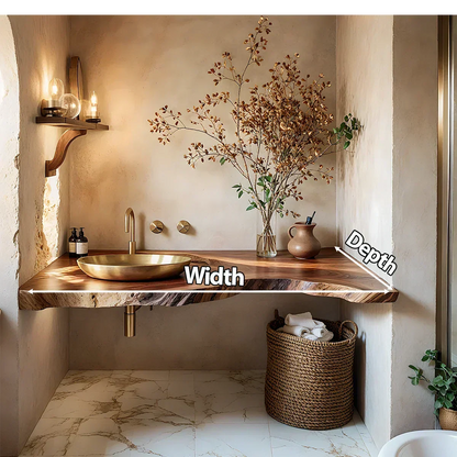 Live Edge Corner Floating Bathroom Vanity — Organic Wabi-Sabi Luxury - Rustira