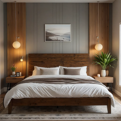 Modern Platform Design Natural Wood Bed – Luxurious & Durable - Rustira