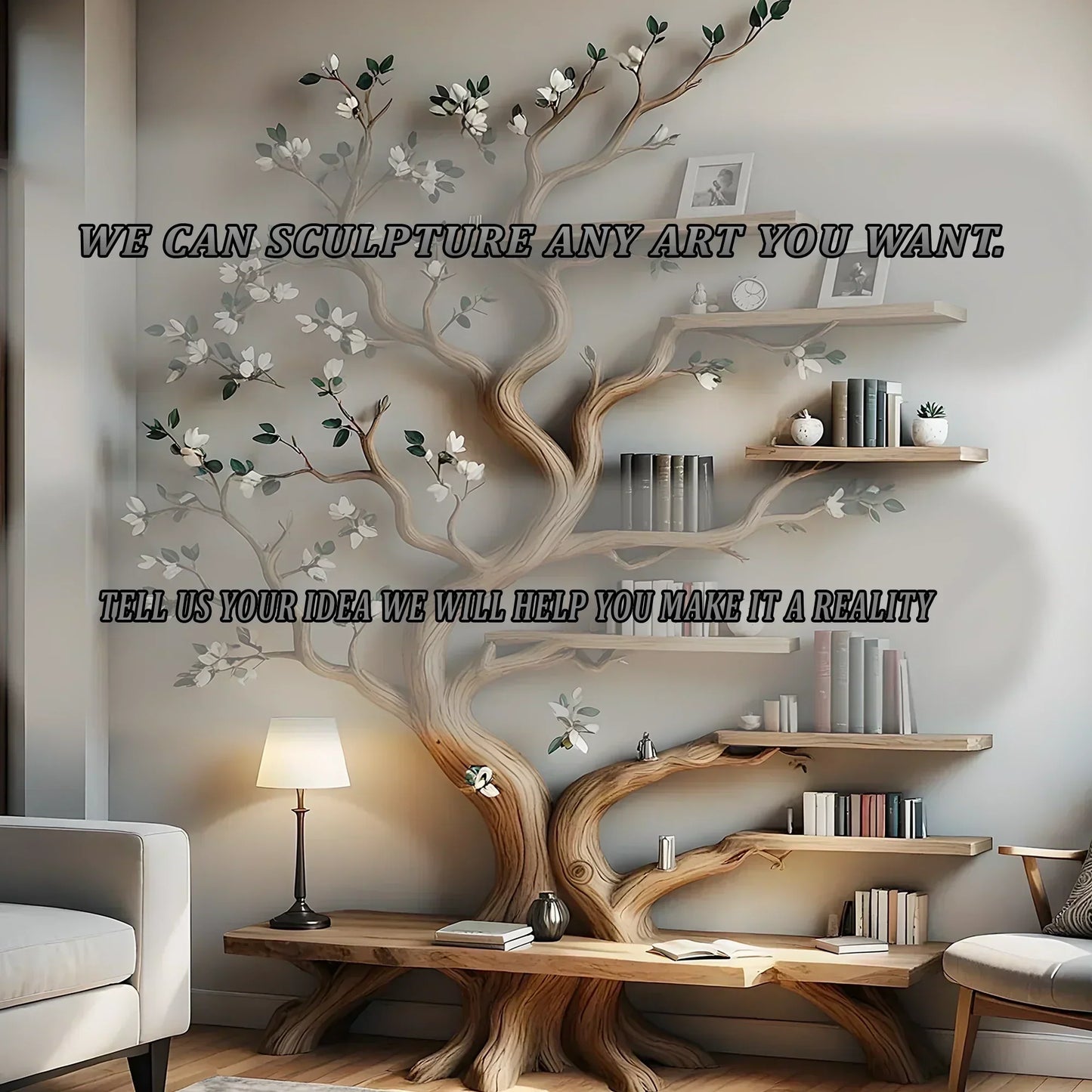 Tree-Inspired Bookshelf – Unique Wooden Display Shelf for Books & Collectibles