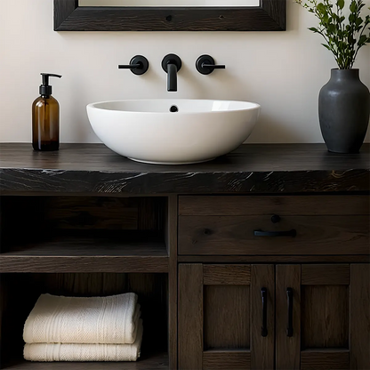 NoirOak Vanity – Rustic Solid Wood Bathroom Cabinet - Rustira