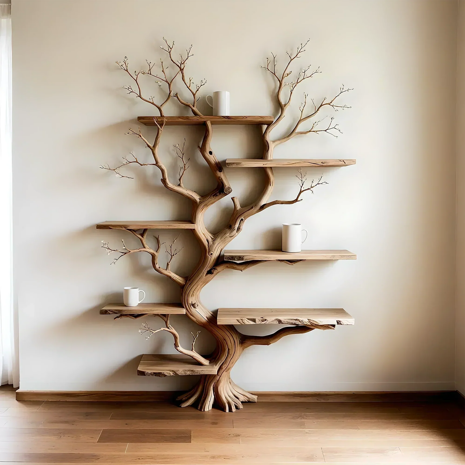 Modern Tree Bookshelf – Artistic Wooden Bookcase, Minimalist & Natural Design