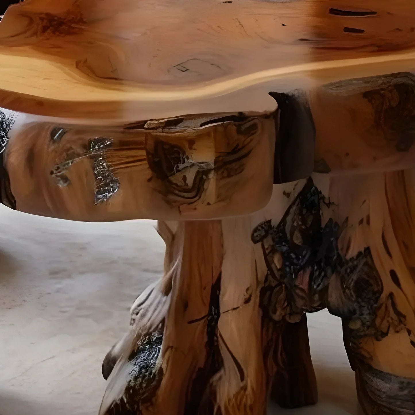 round coffee table, modern coffee table, driftwood table