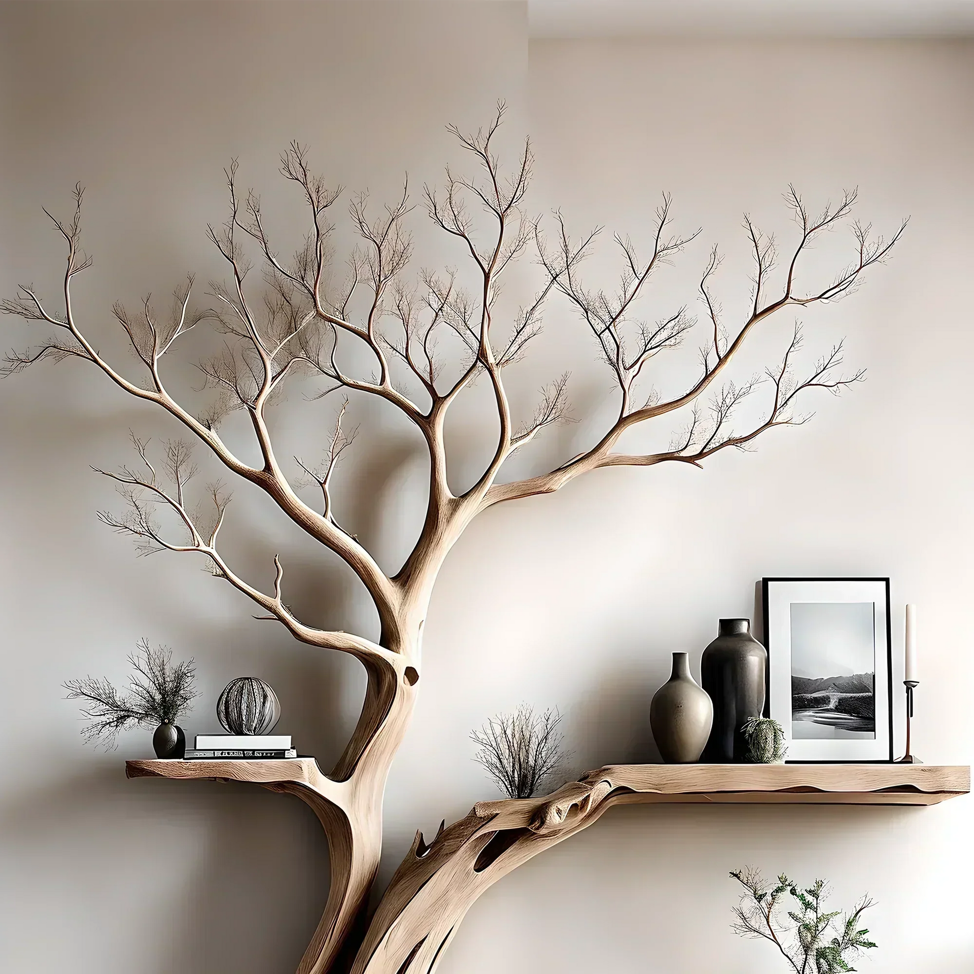 Reading table, living room decoration table, tree-shaped tea table