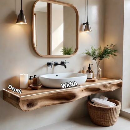 Serenity Floating Vanity – Natural Solid Wood Minimalist Console - Rustira