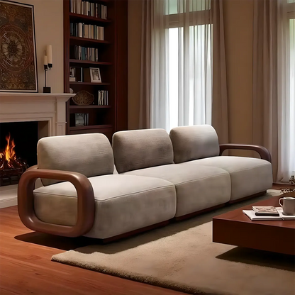 Simple 3-4 seater sofa – Natural ash wood frame