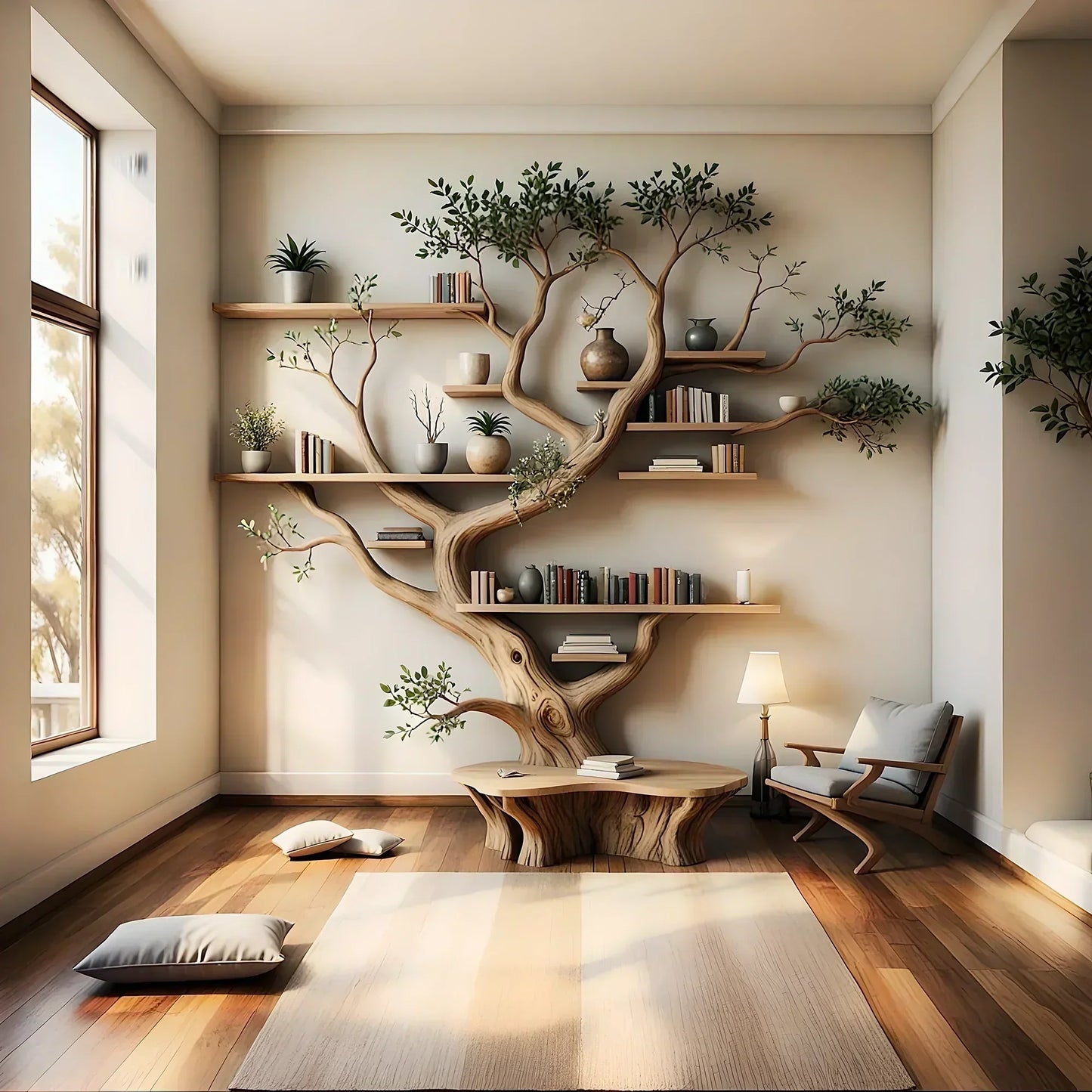 handmade tree shaped bookshelf