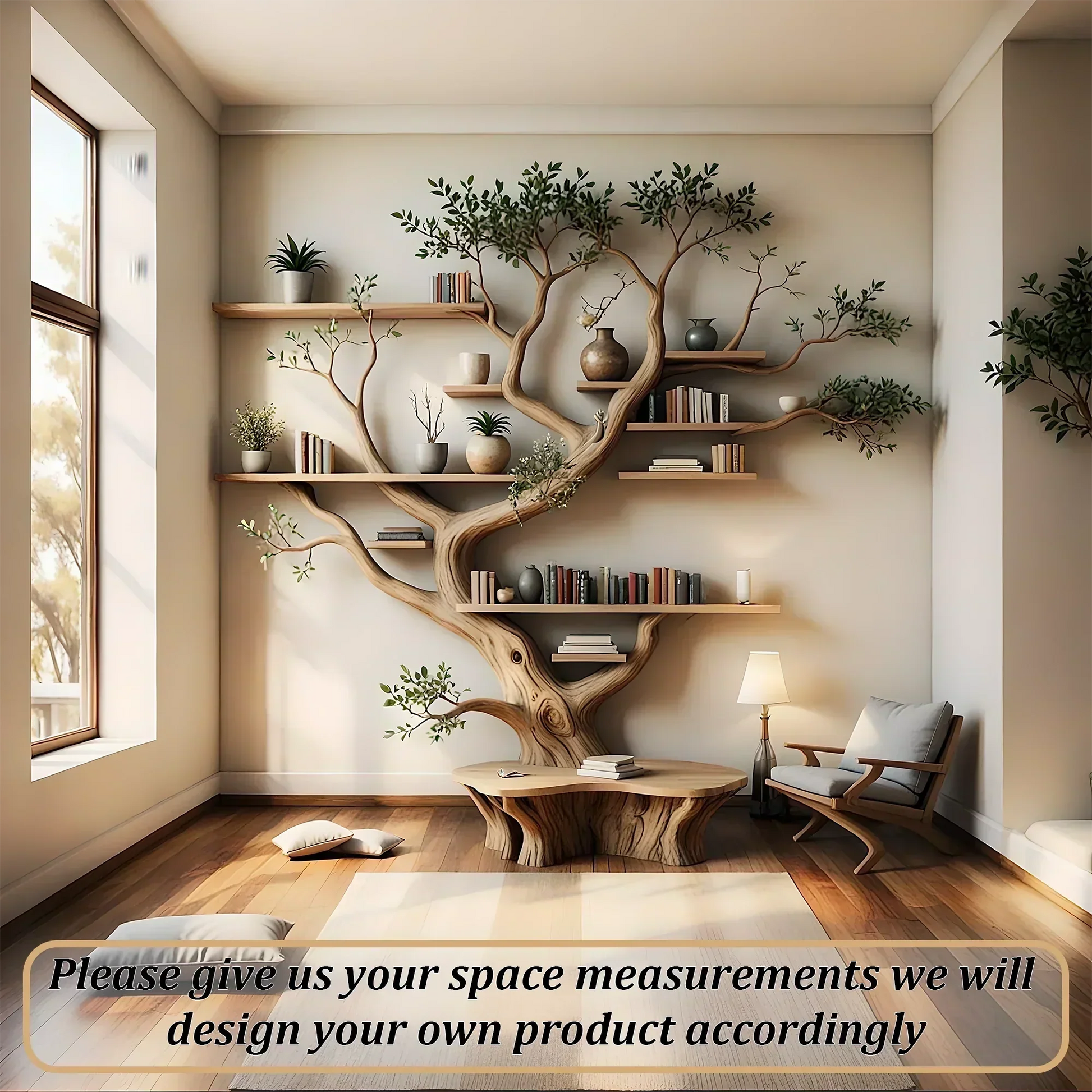 handmade tree shaped bookshelf
