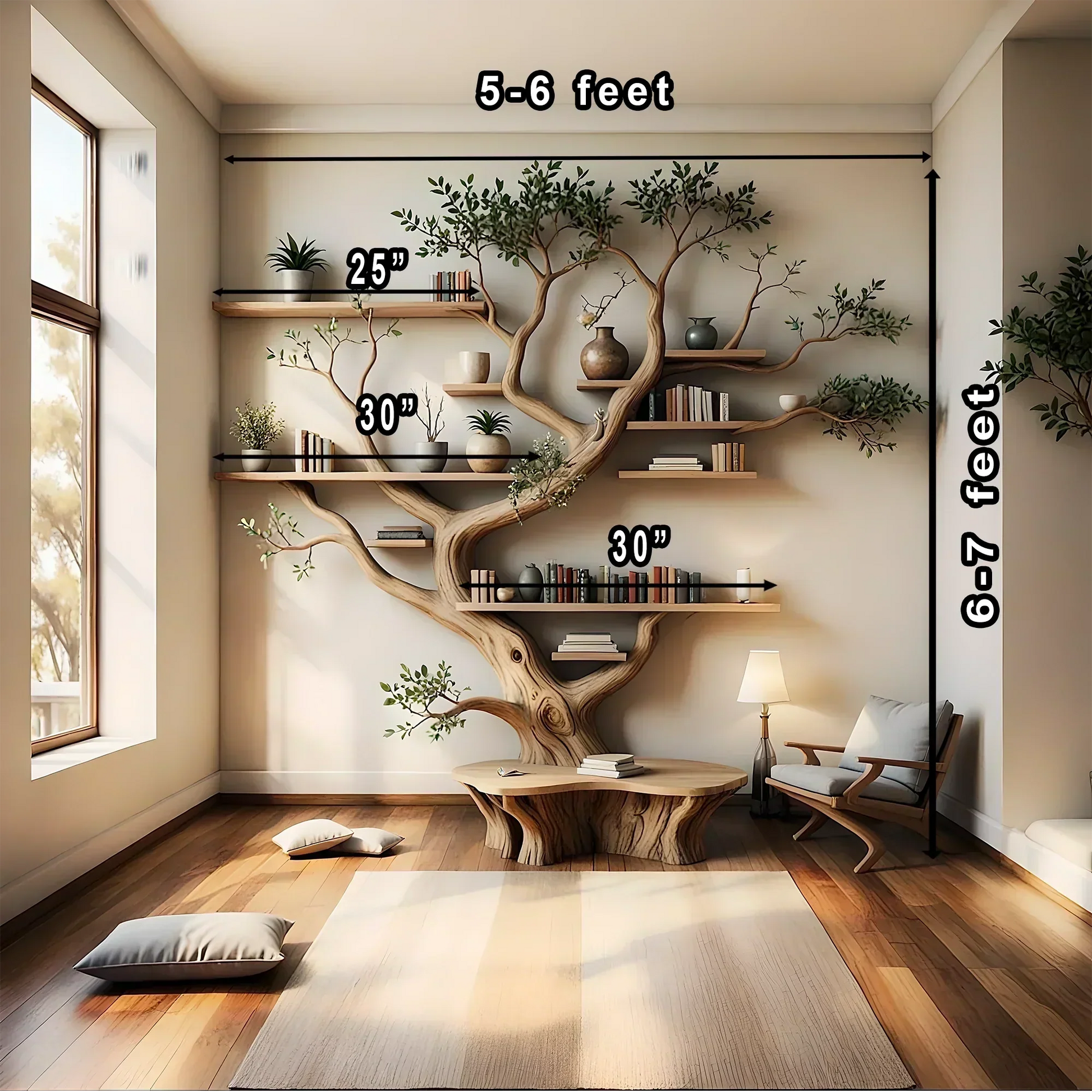 handmade tree shaped bookshelf