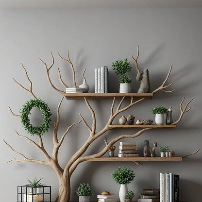 Tree branch montessori bookshelf mid century bookcase wall mount bookshelf corner bookcase christmas decor.