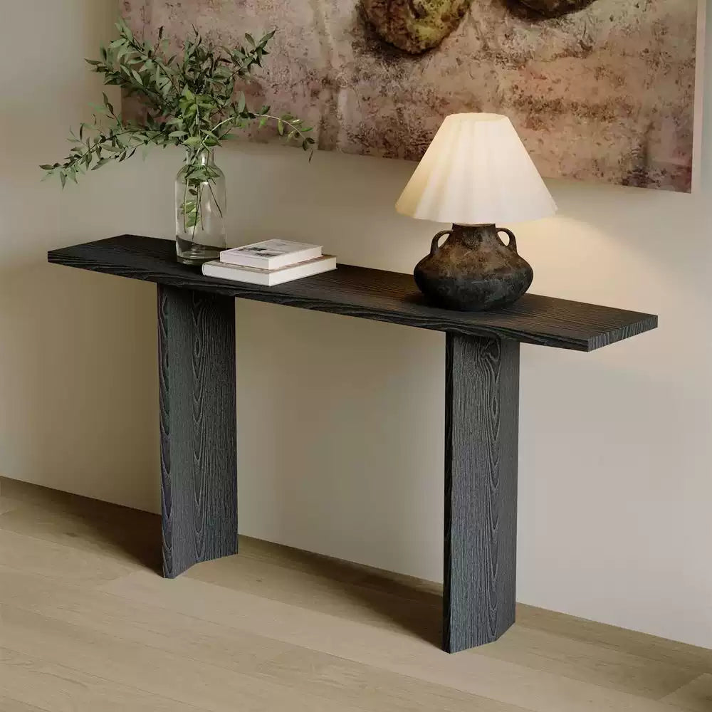 Wabi-Sabi Solid Wood Console Table – Minimalist Entryway - Rustira