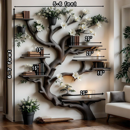 Solid Wood Tree Bookshelf – Nature Theme Decor for Living Room or Nursery